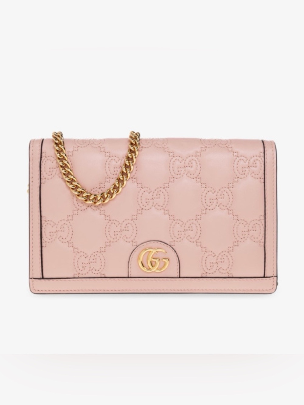 GUCCI GG quilted leather wallet on chain crossbody bag WOC